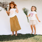 FLOWER MARKET GIRL | Kids Tee: Peach / 18-24M / WHITE