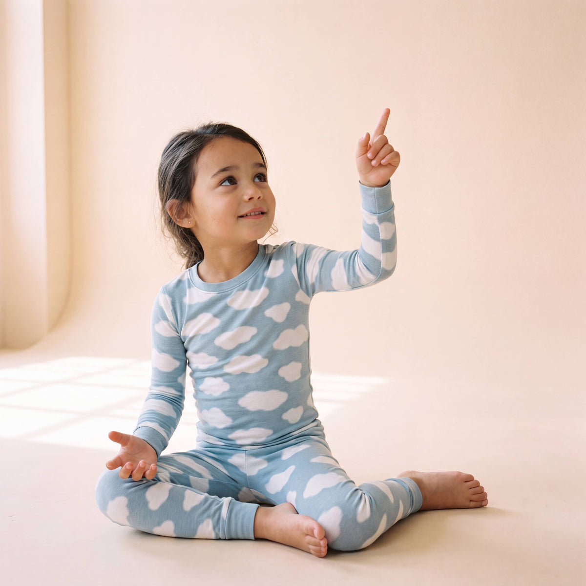 Modal Long Sleeve Pajama Set for Kids Cloud: Brown / XXS(6-12M)