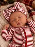Red Stripe / Ribbed Bow: 0 - 6 mo.