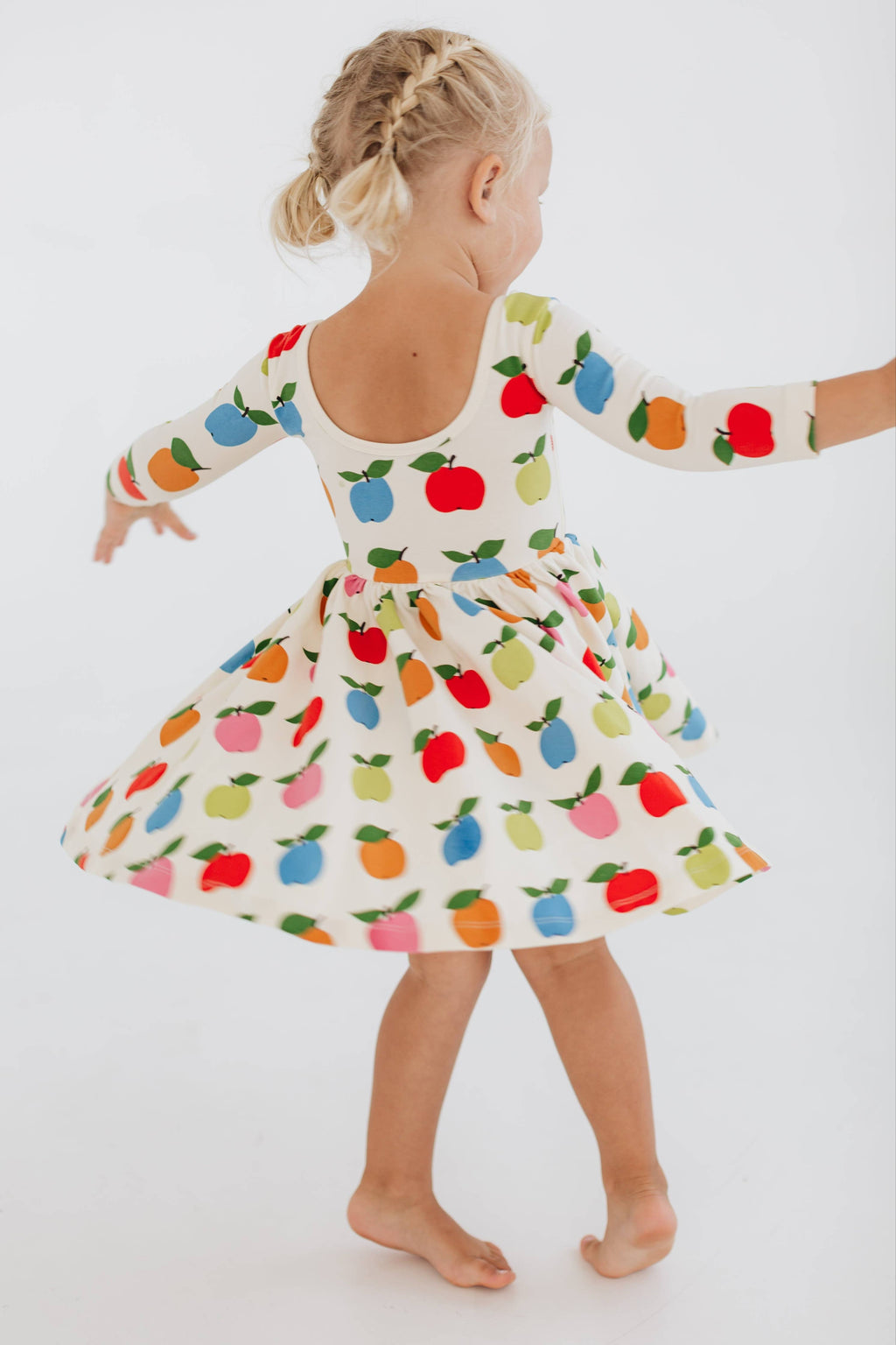 3/4 Sleeve Twirl Dress in Colorful Apples: Apples / 4