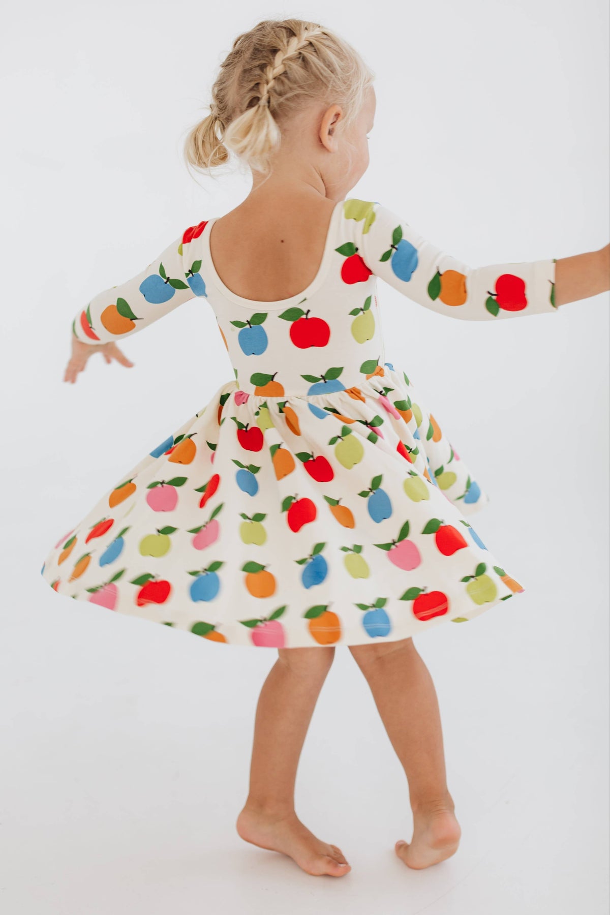 3/4 Sleeve Twirl Dress in Colorful Apples: Apples / 4