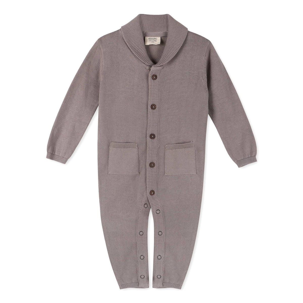 Milan Shawl Sweater Knit Baby Jumpsuit (Organic cotton): Blue / 18-24