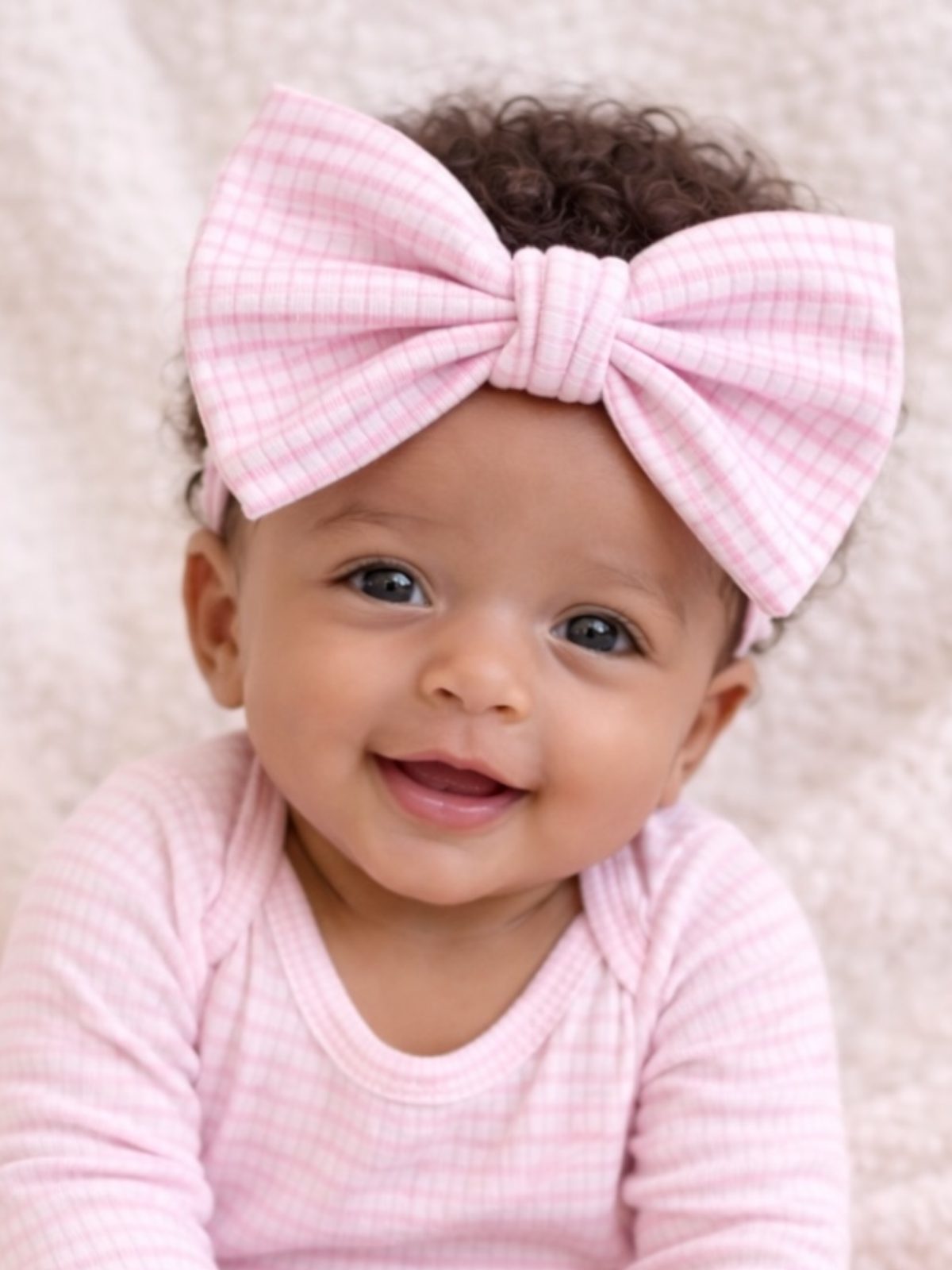 Pink Stripe / Ribbed Bow: 0-6M