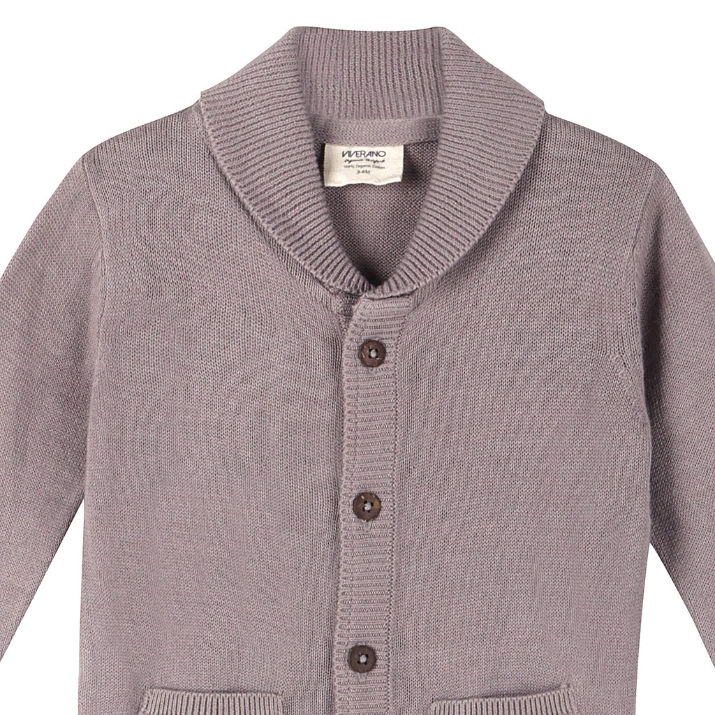Milan Shawl Sweater Knit Baby Jumpsuit (Organic cotton): Blue / 18-24