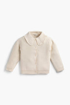 Kids Ruffle Collar Cardigan_Cream: Girl / Cream / 3-6m