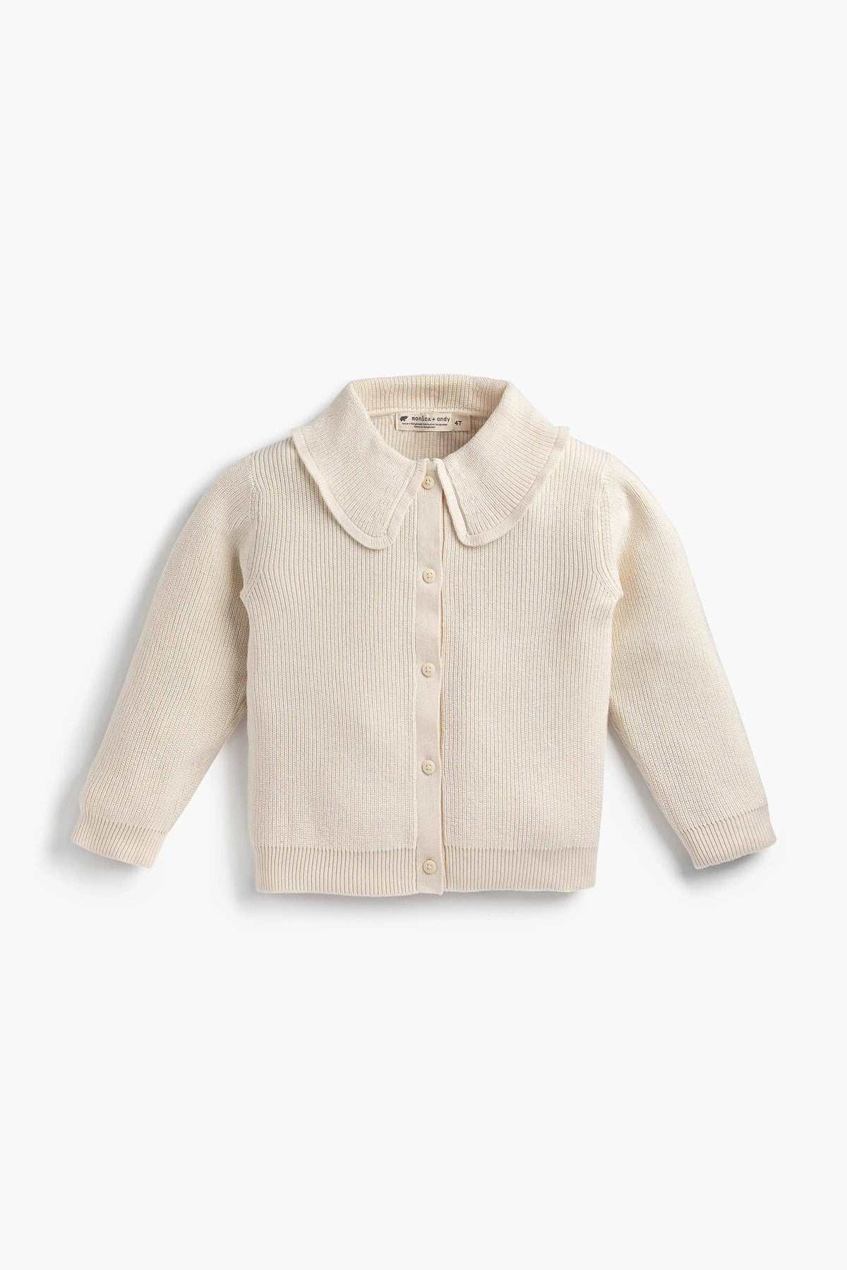 Kids Ruffle Collar Cardigan_Cream: Girl / Cream / 3-6m
