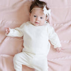 HEIRLOOM COTTON KNIT SETS: Tan / 3-6 Months