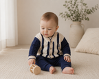 Anchor Stripe Knit Baby Cardigan (Organic Cotton): Oatmeal / 12-18M