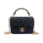 B1382 Sparkly Denim Quilted Purse (3 Colors): Dark Blue