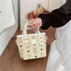 Mini Girls' Bucket Bag with Unique Animal Print: Brown