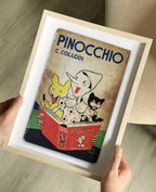 Pinocchio by C. Collodi Book Cover Print: Maple Frame / 11×14"
