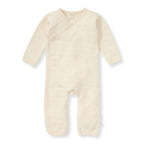 Organic Cotton Quilted Bee Wrap-Front Baby Jumpsuit - Oat: Oat / 12 Months