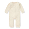 Organic Cotton Quilted Bee Wrap-Front Baby Jumpsuit Oat / 18 Months