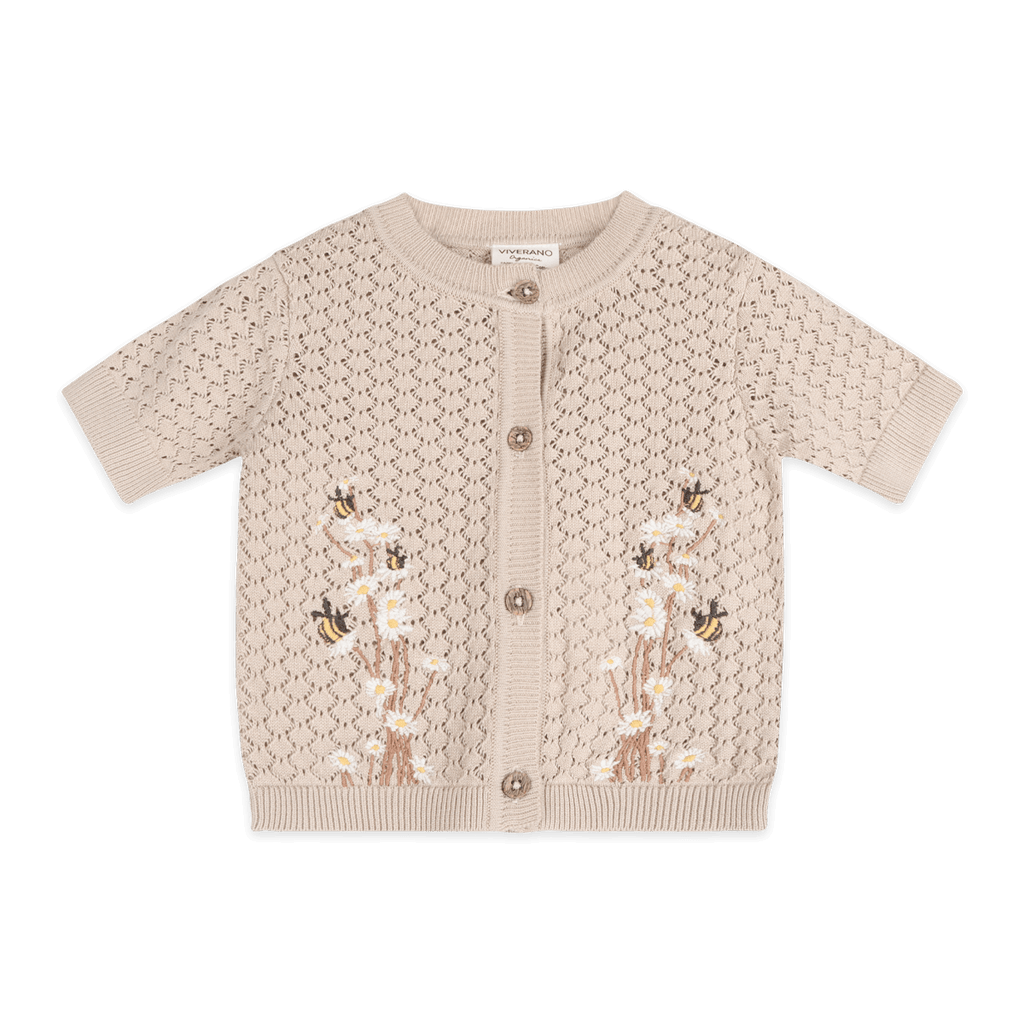 Daisy Bee Baby Knit Top & Pants Set (Organic Cotton): Cottonwood / 6-12M