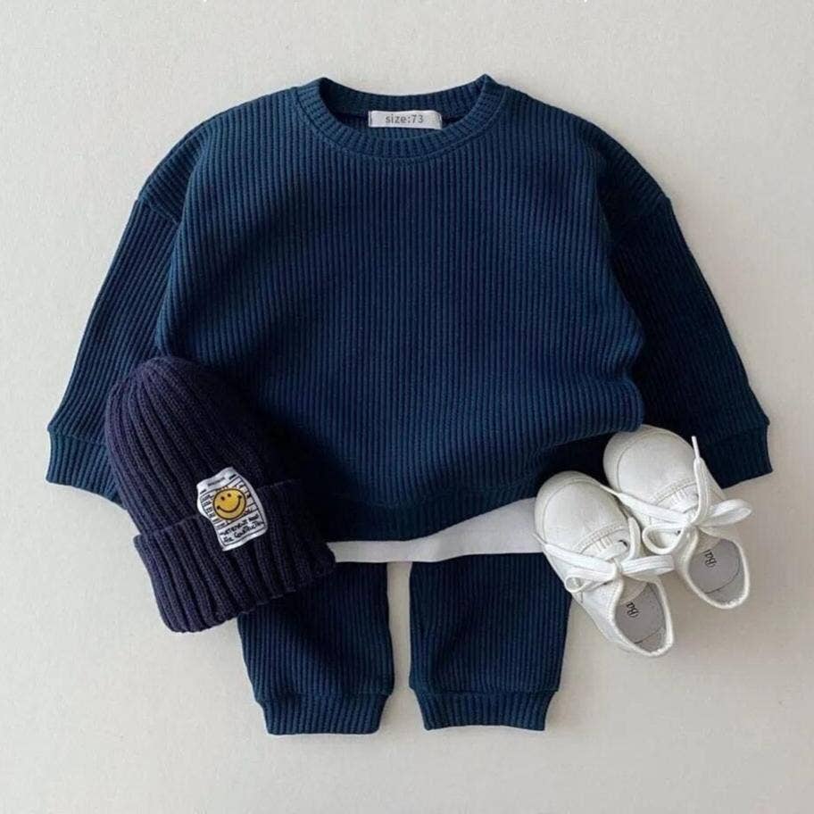 Baby Cotton Tracksuit Pullover Set: 6-12M / Navy