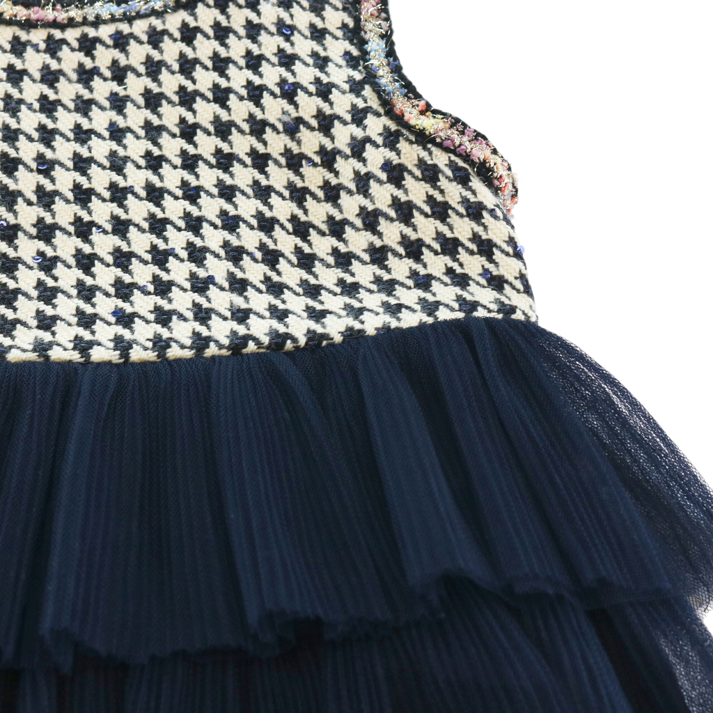 A15 14220 Houndstooth Chiffon Tiered Dress: 2-2-2;2T-3T-4T
