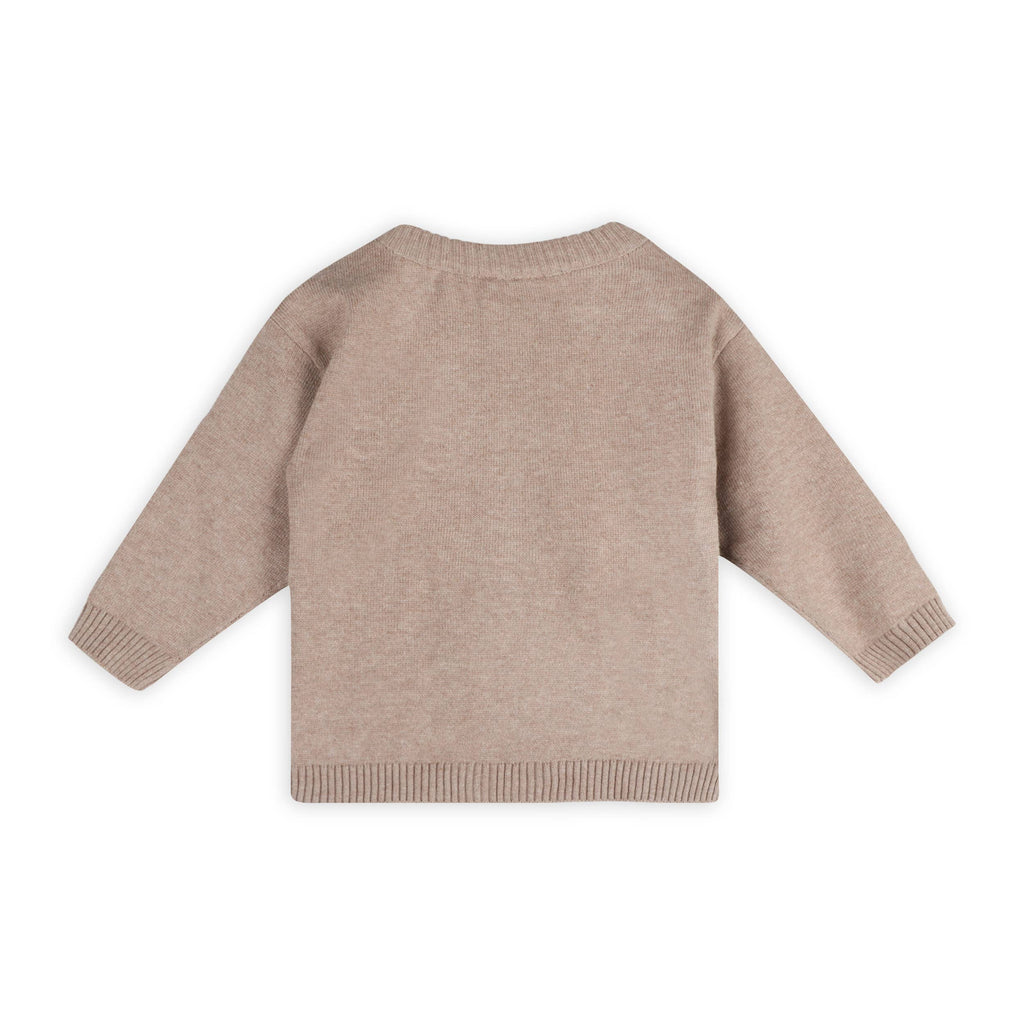 Bear Knit Baby Pullover & Pant Set (Organic Cotton): Marl Brown / 18-24M