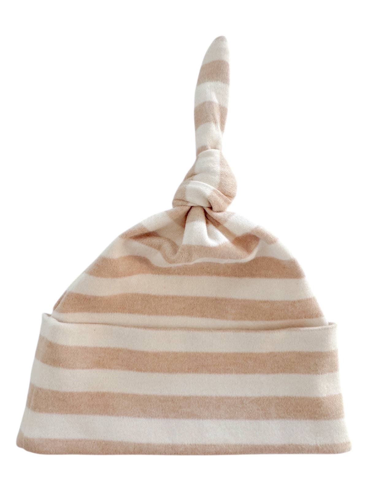 Biscuit Stripe / Organic Beanie: 0 - 3 mo.