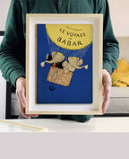 Le Voyage de Babar by Jean de Brunchoff Book Cover Print: Maple Frame / 11×14"