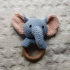 Blue Elephant Hand Crocheted Rattle
