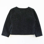 A30 14223  Pearl Trim Textured Jacket: BLACK / 2-2-2;2T-3T-4T