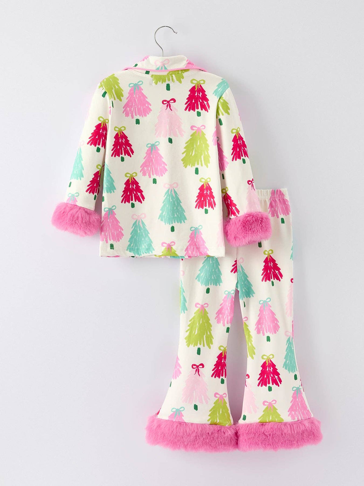 Christmas Tree Girls Pajama Set with Furry Trim: Perfect for Winter Nights: 7
