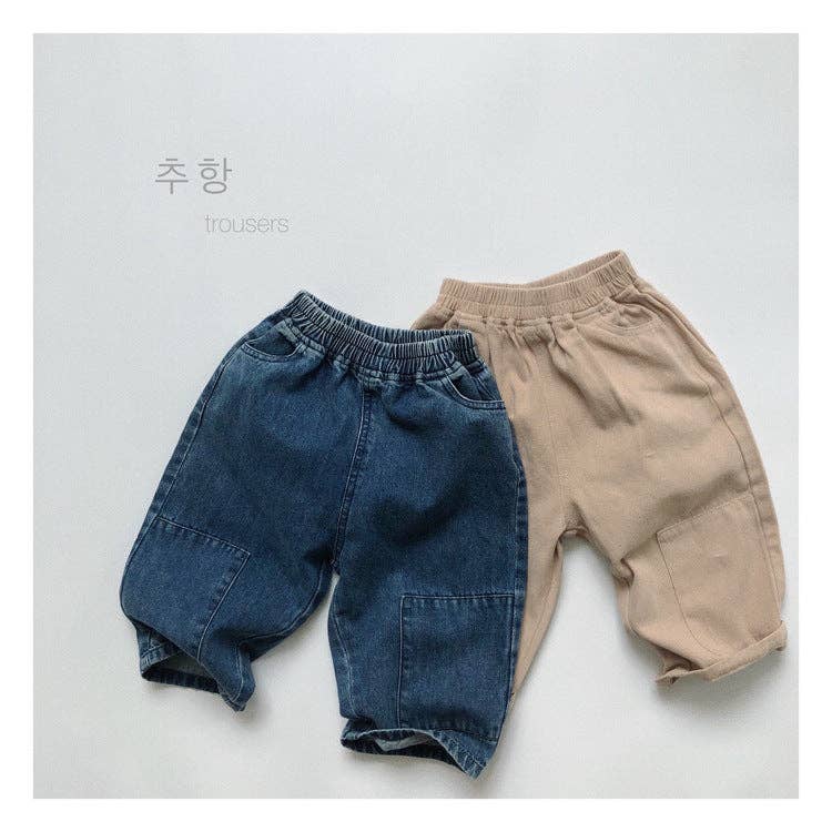 Kids Denim Trousers Casual Retro Wide-Leg Pants: Denim Blue / 12-18M