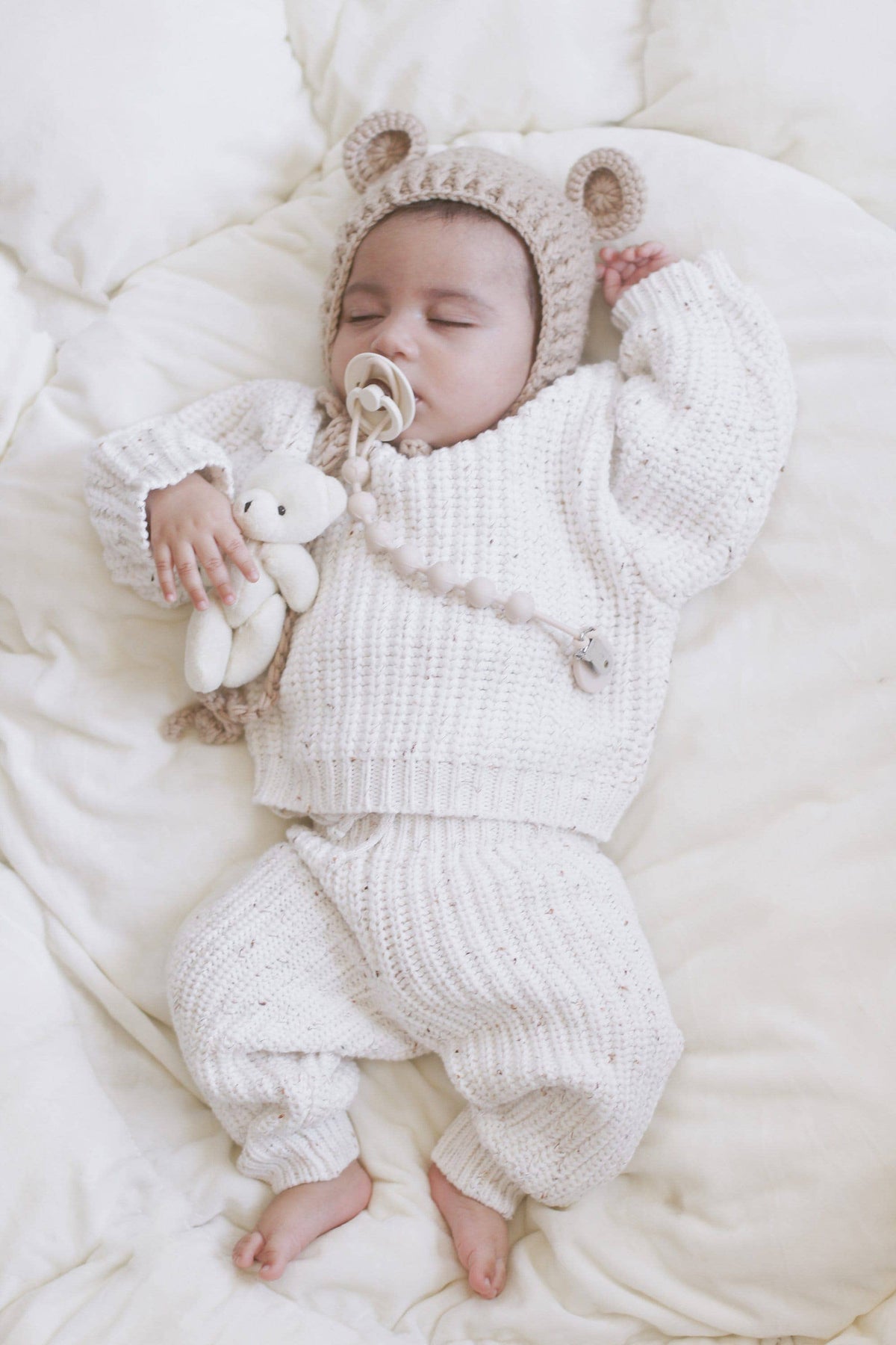 Baby Chunky Knit Braided Sweater | Pastels: Taupe / 2/3T