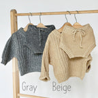 Baby Chunky Knit Braided Sweater | Pastels: Fog / 3-6 months