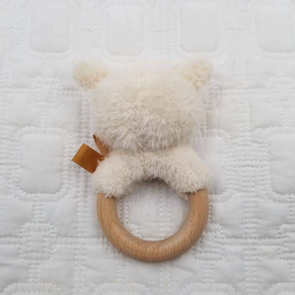 Organic Cotton Sheep Wood Ring Rattle