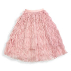 Wavy Mesh Midi Skirt: Pink