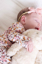 Mauvelous Meadow Ruffle Zipper Footie: 3-6 months