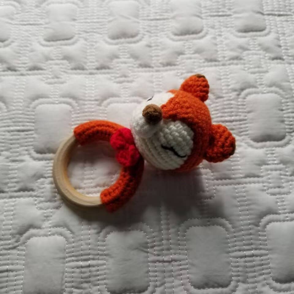 Red Fox Hand Crochet Rattle