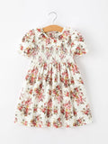 Fall Garden Girls Dress Smocked Petal Collar Bow: 5