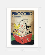 Pinocchio by C. Collodi Book Cover Print: Maple Frame / 11×14"