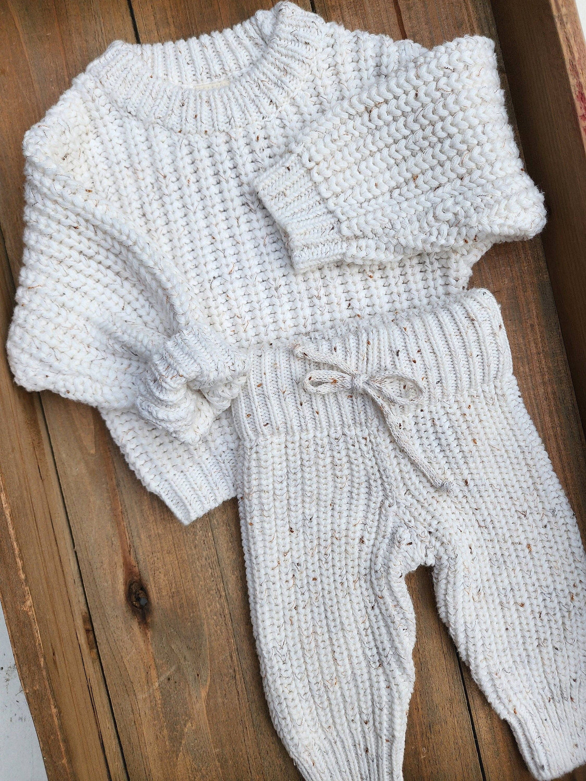 Chunky Braided PANTS: Cream/light rice / 4T