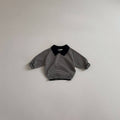 Baby Striped Collared Long Sleeve Top: Black / 2