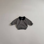 Baby Striped Collared Long Sleeve Top: Black / 5