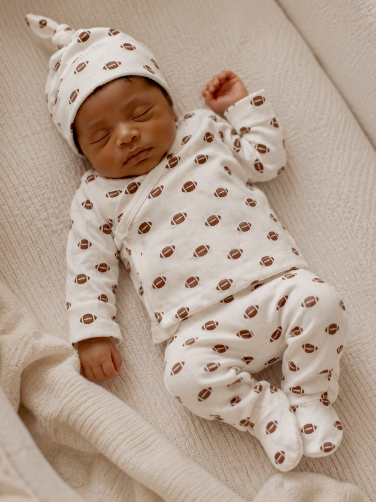 Football / Organic Pointelle Newborn Set: 0 - 3 mo.
