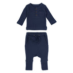 Midnight | Organic Thermal Henley & Jogger Set: 3-6m