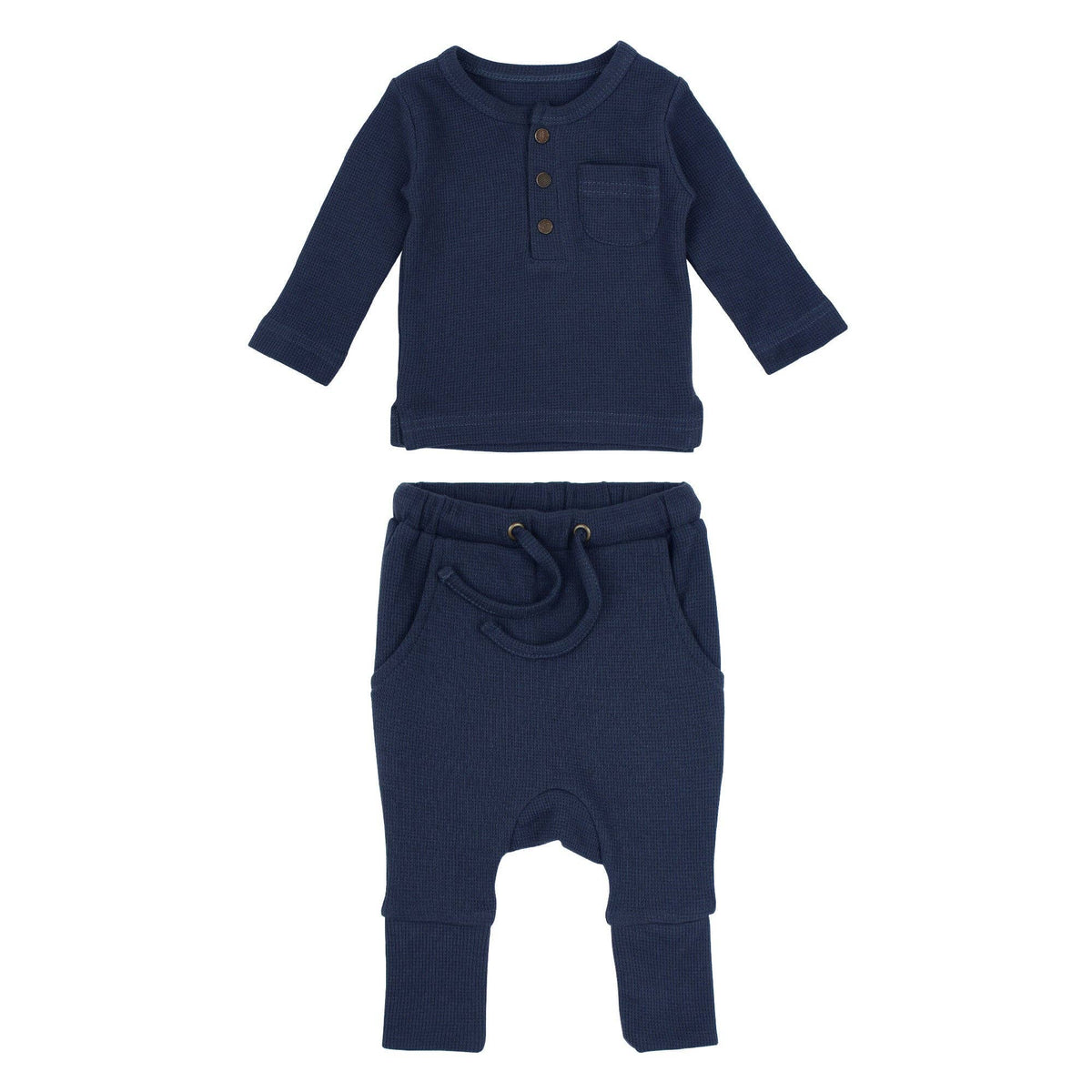 Midnight | Organic Thermal Henley & Jogger Set: 3-6m
