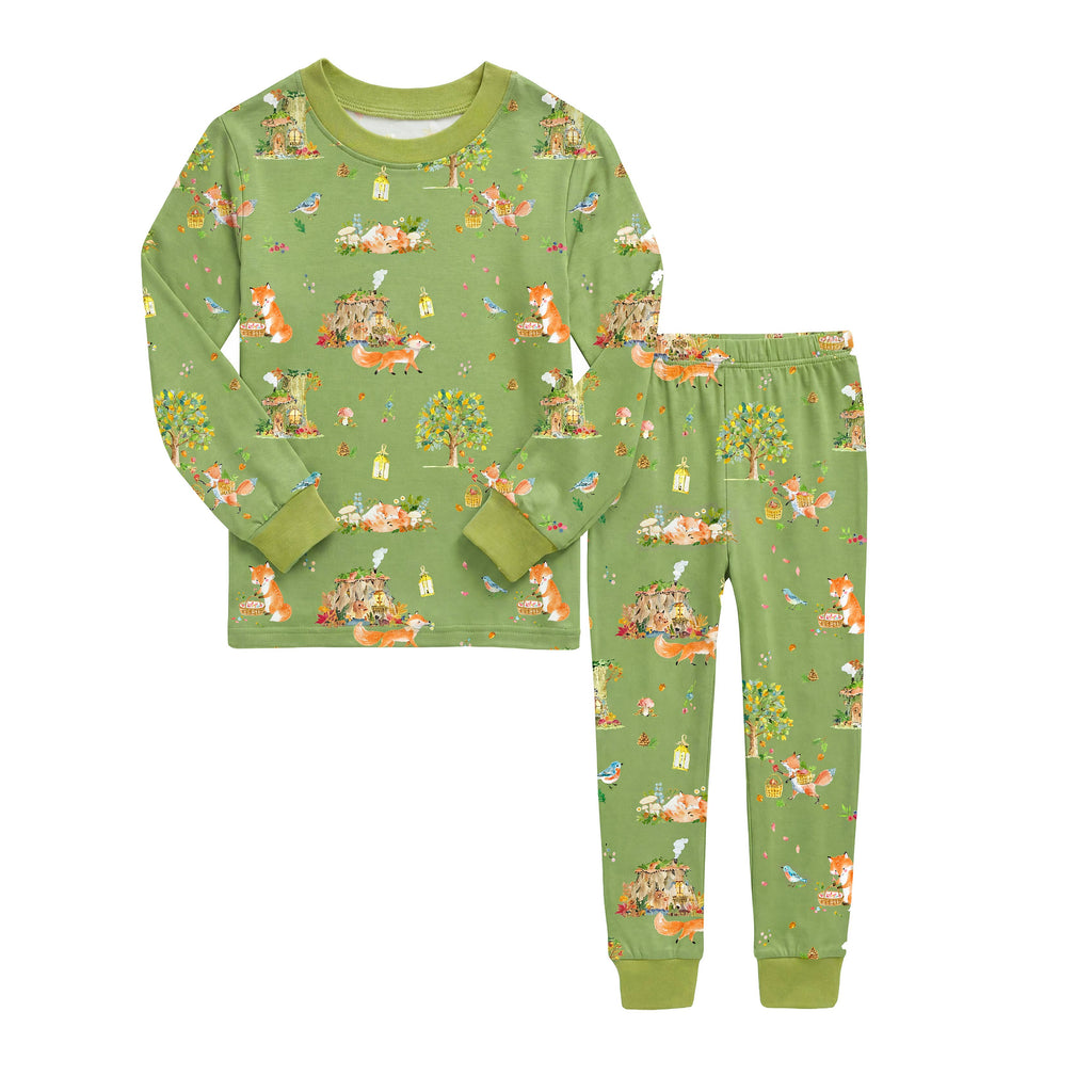 Bamboo Long Sleeve Pajama Set Fox Hollow: M(3T)