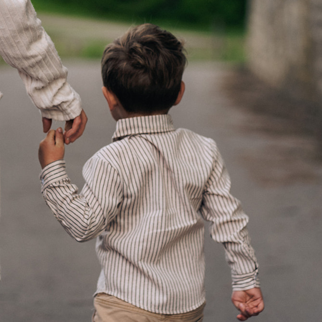 Woven Striped Button Down With Tie: 2T