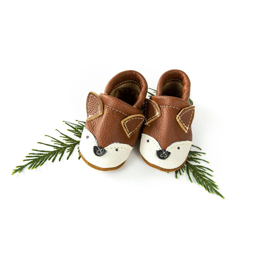 Chestnut Fox// Cute Critters Leather Shoes Baby and Toddler: 2   (6m)4.5"