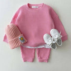 Baby Cotton Tracksuit Pullover Set: 12-18M / Pink