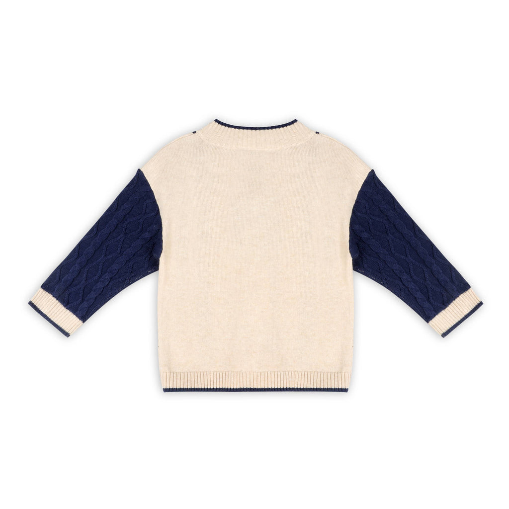 Anchor Stripe Knit Baby Cardigan (Organic Cotton): Oatmeal / 12-18M