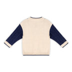 Anchor Stripe Knit Baby Cardigan (Organic Cotton): Oatmeal / 12-18M