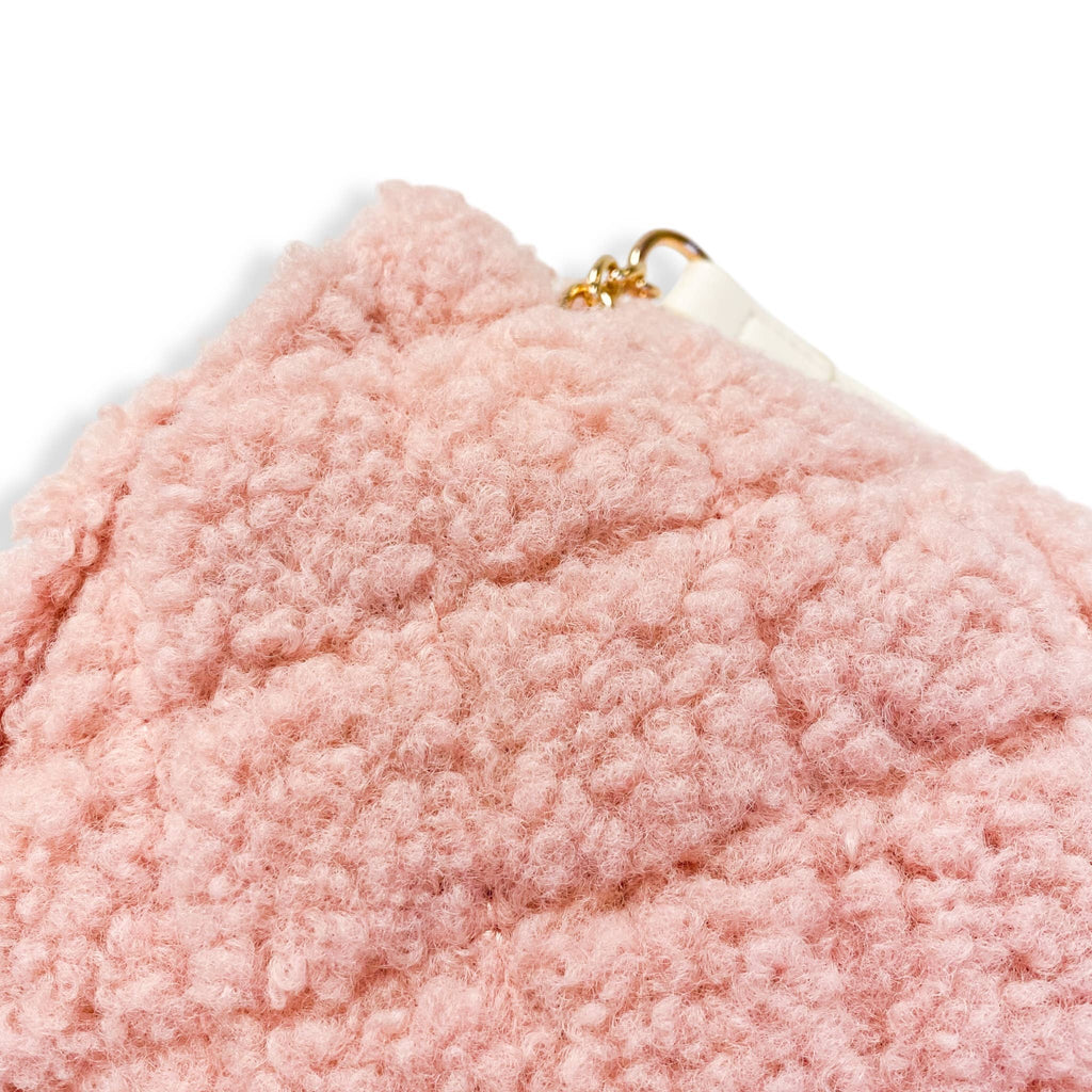 B1388 Sherpa Mixed Quilted Purse (3 Colors): Camel