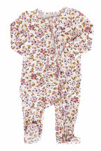 Mauvelous Meadow Ruffle Zipper Footie: 6-9 months