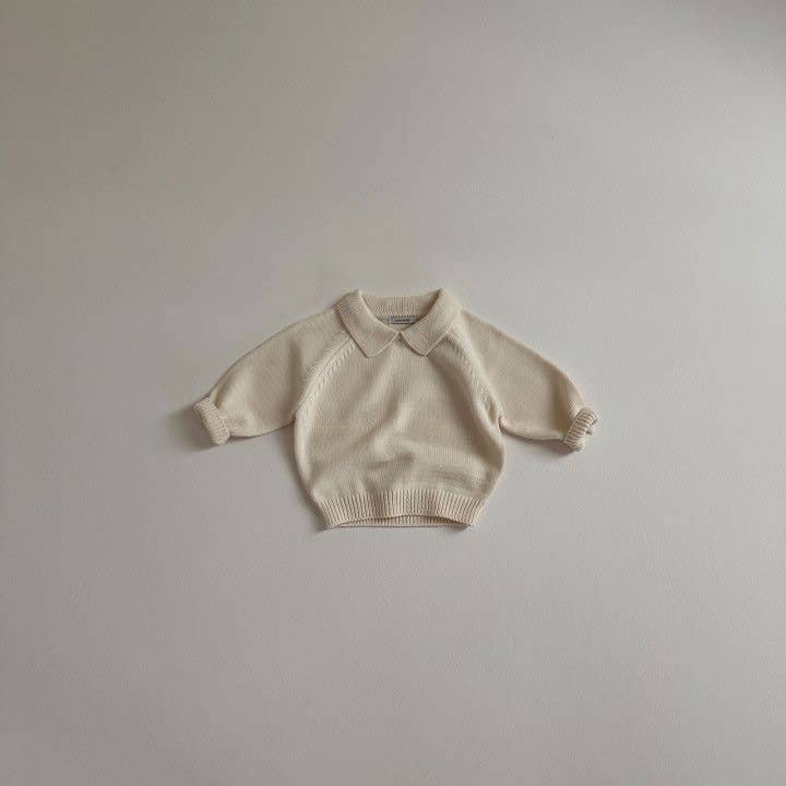 Baby Striped Collared Long Sleeve Top: Khaki / 2